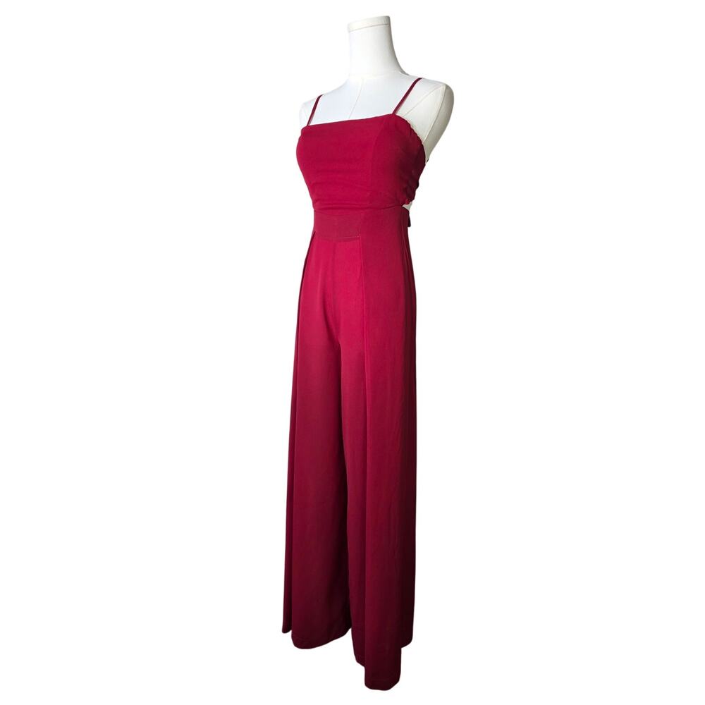 SHAREEN COLLECTIONS Australia Dark Red Back-Tie Wide-Leg Jumpsuit